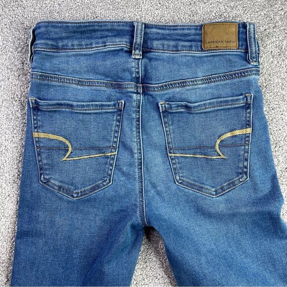 American Eagle Jeans Women’s 4 Short Blue Medium Wash High Rise Jegging Stretch - Picture 4 of 13